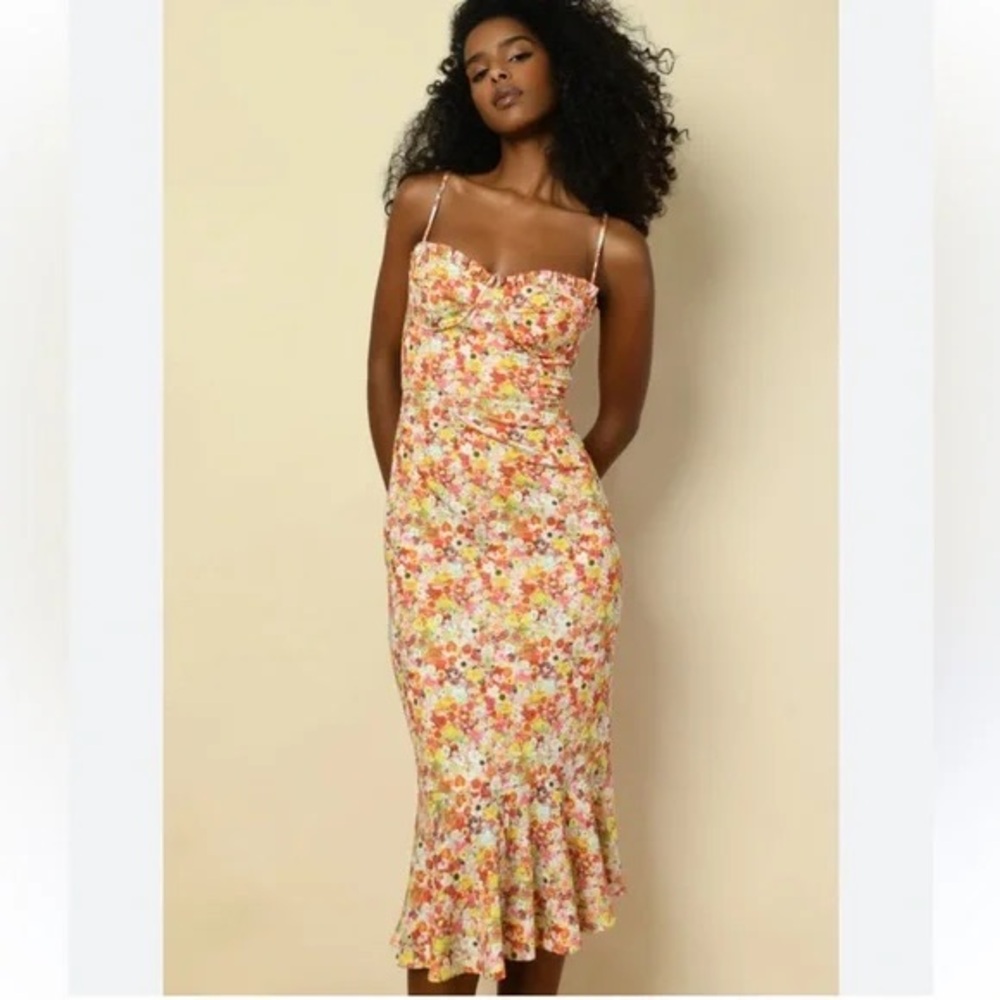 ANTHROPOLOGIE HUTCH Selene Floral Bustier Midi Dress
